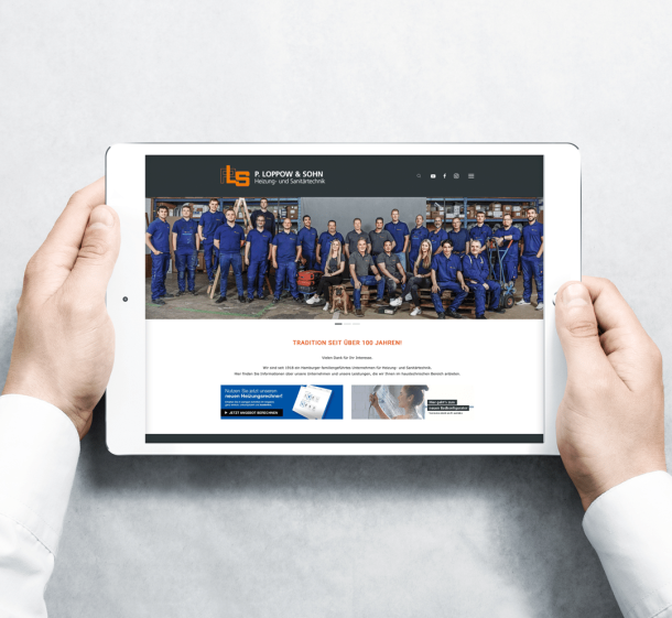 Webdesign + Websitepflege in WordPress für die Sanitär-Firma Loppow & Sohn.