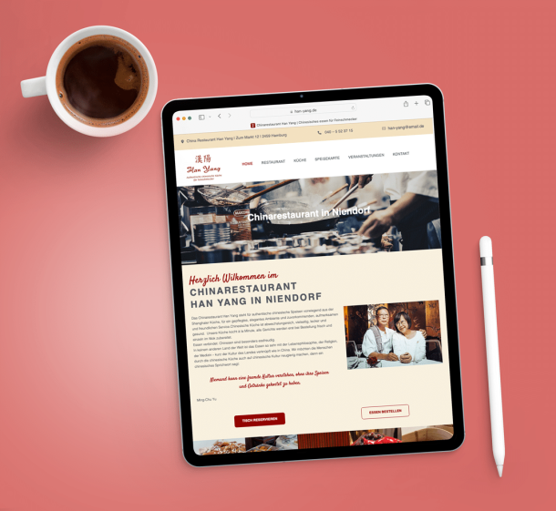 Website-Relaunch für das chinesische Restaurant Han Yang. Das Design ist in WordPress aufgebaut.